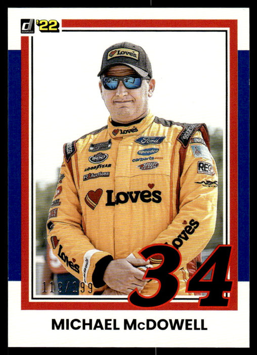 Michael McDowell 2022 Panini Donruss Racing Blue Retro 1981 Front of Card