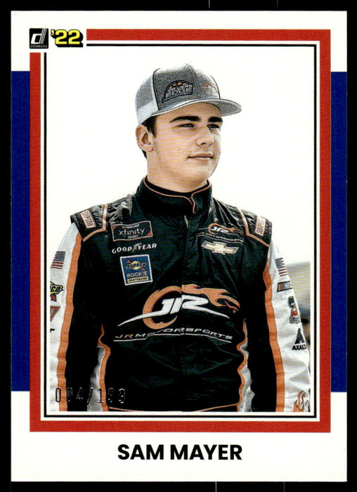 Sam Mayer 2022 Panini Donruss Racing Blue Retro 1981 Front of Card