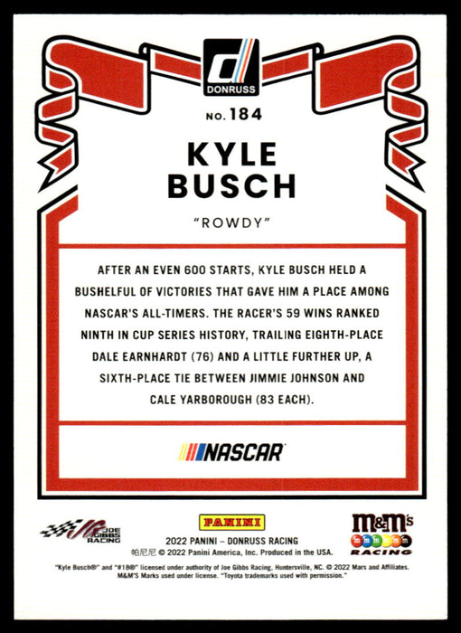 Kyle Busch 2022 Panini Donruss Racing Blue Retro 1981 Back of Card