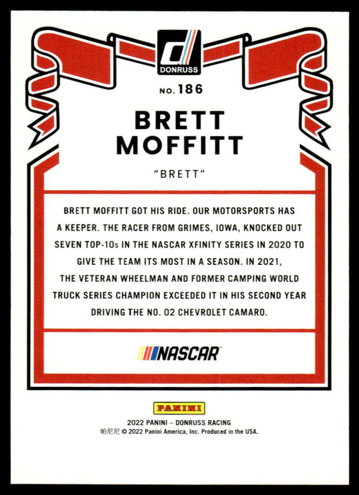 Brett Moffitt 2022 Panini Donruss Racing Blue Retro 1981 Back of Card