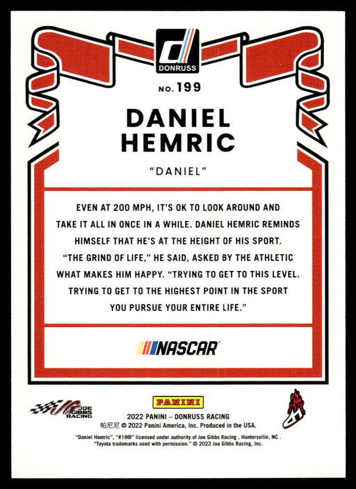 Daniel Hemric 2022 Panini Donruss Racing Blue Retro 1981 Back of Card