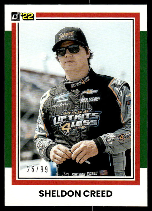 Sheldon Creed 2022 Panini Donruss Racing Green Retro 1981 Front of Card