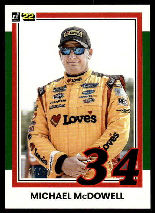 Michael McDowell 2022 Panini Donruss Racing Green Retro 1981 Front of Card