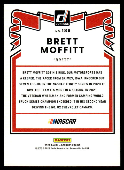 Brett Moffitt 2022 Panini Donruss Racing Green Retro 1981 Back of Card