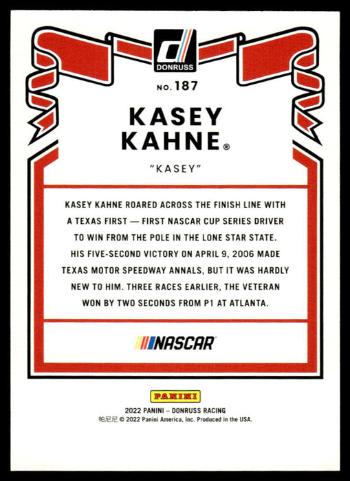 Kasey Kahne 2022 Panini Donruss Racing Green Retro 1981 Back of Card