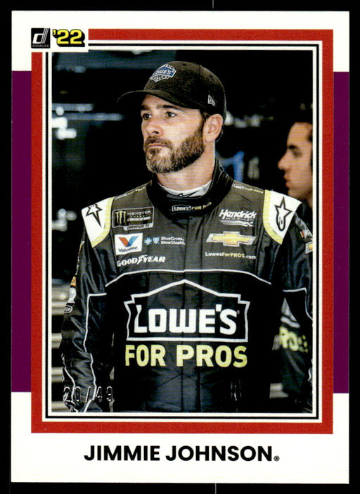 Jimmie Johnson 2022 Panini Donruss Racing Purple Retro 1981 Front of Card