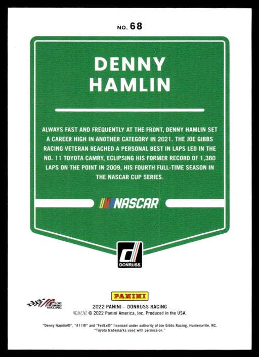 Denny Hamlin 2022 Panini Donruss Racing Pink Back of Card