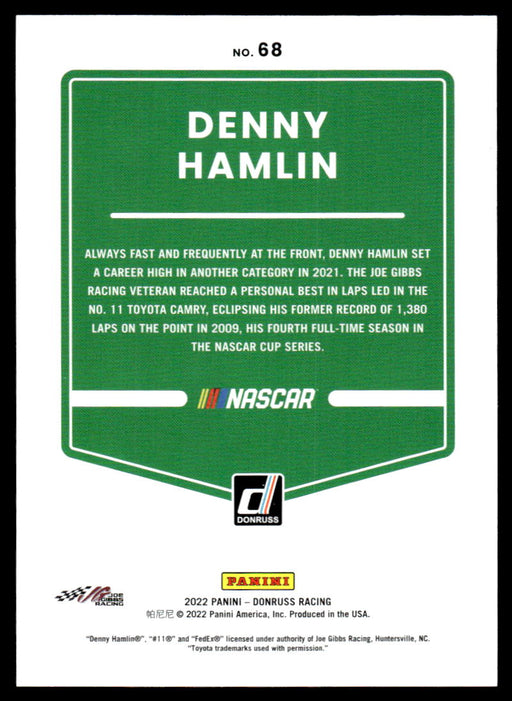 Denny Hamlin 2022 Panini Donruss Racing Pink Back of Card