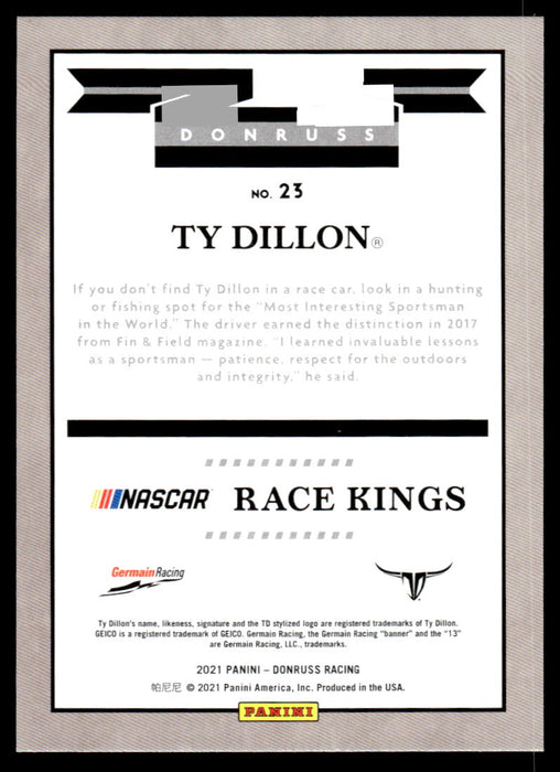 Ty Dillon 2021 Panini Donruss Racing Silver Back of Card