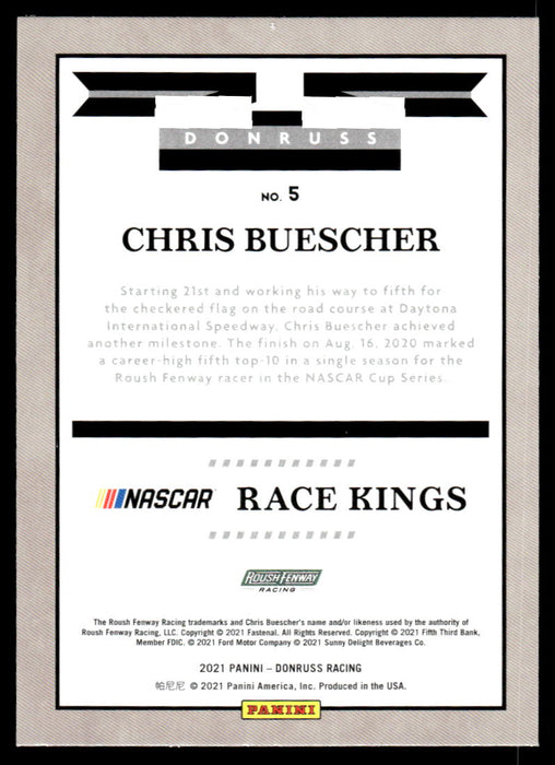 Chris Buescher 2021 Panini Donruss Racing Base Back of Card