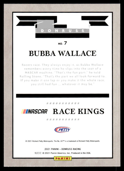 Bubba Wallace 2021 Panini Donruss Racing Base Back of Card