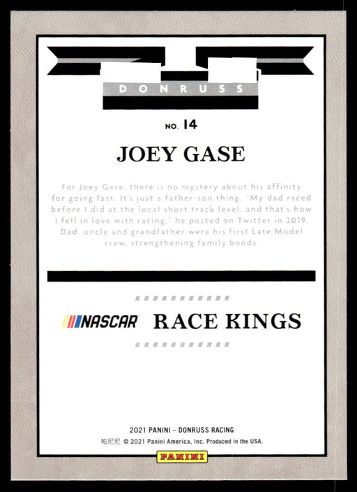 Joey Gase 2021 Panini Donruss Racing Base Back of Card