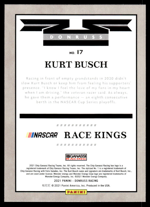 Kurt Busch 2021 Panini Donruss Racing Base Back of Card