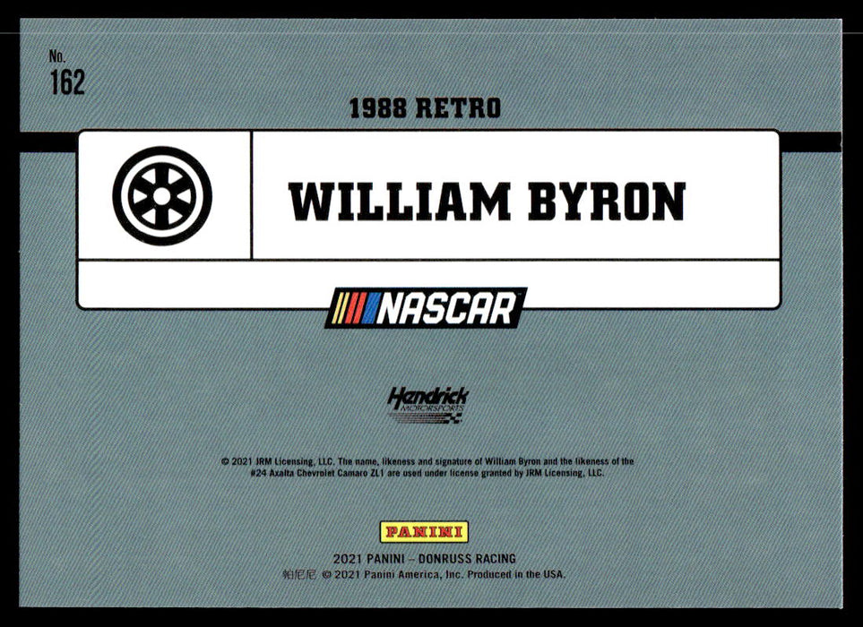 William Byron 2021 Panini Donruss Racing Silver Back of Card