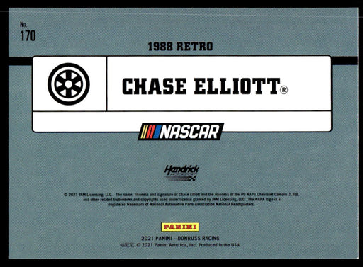 Chase Elliott 2021 Panini Donruss Racing Silver Back of Card