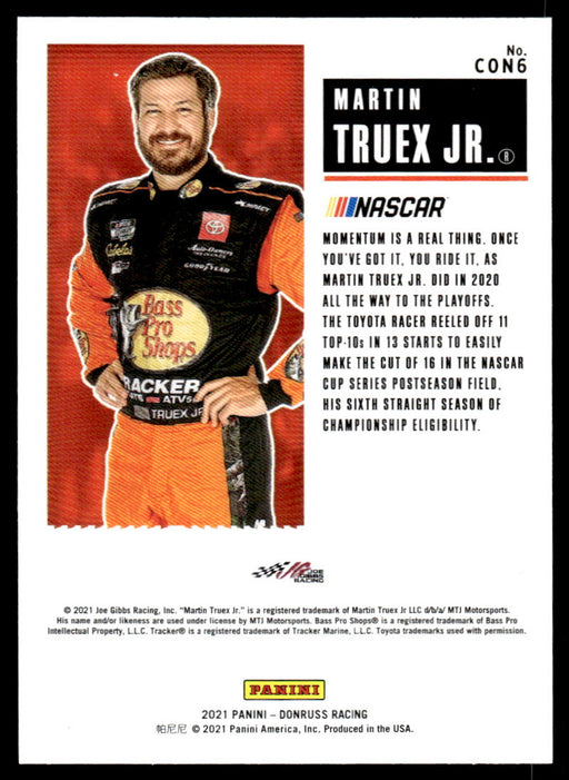 Martin Truex Jr. 2021 Panini Donruss Racing Contenders Back of Card