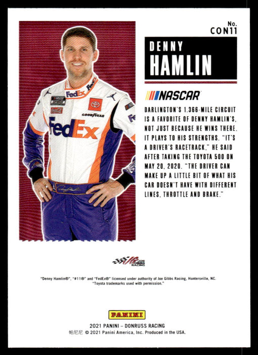 Denny Hamlin 2021 Panini Donruss Racing Contenders Back of Card