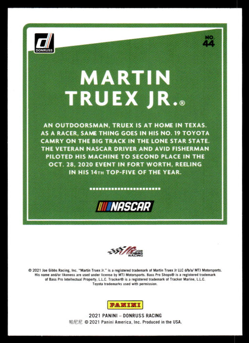 Martin Truex Jr. 2021 Panini Donruss Racing Base Back of Card