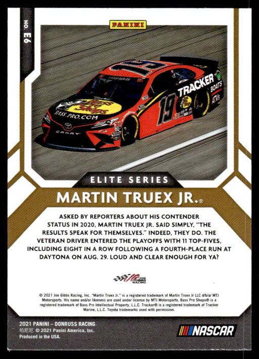 Martin Truex Jr. 2021 Panini Donruss Racing Elite Series Back of Card