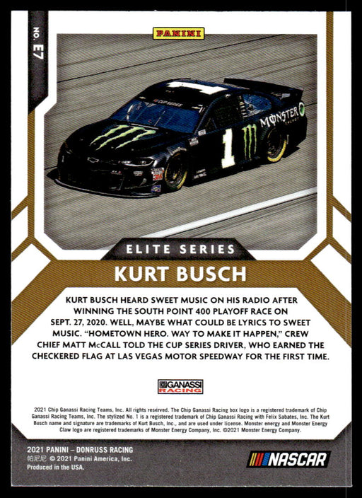 Kurt Busch 2021 Panini Donruss Racing Elite Series Back of Card