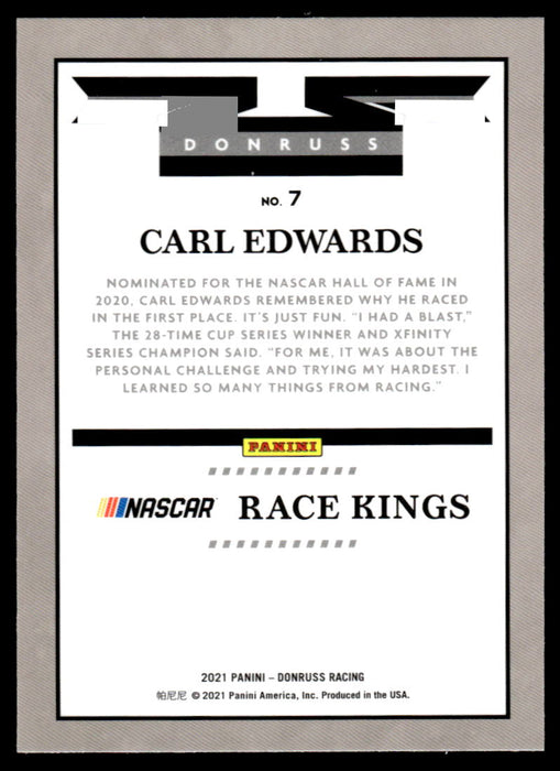 Carl Edwards 2021 Panini Donruss Racing Optic Back of Card