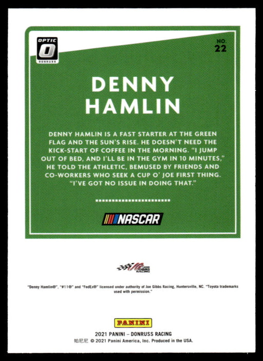 Denny Hamlin 2021 Panini Donruss Racing Optic Back of Card