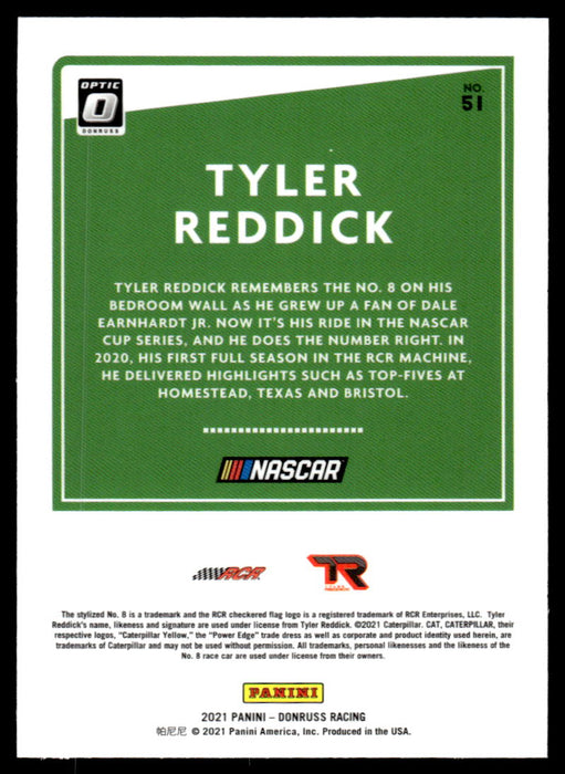 Tyler Reddick 2021 Panini Donruss Racing Optic Back of Card