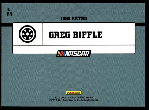 Greg Biffle 2021 Panini Donruss Racing Optic Back of Card