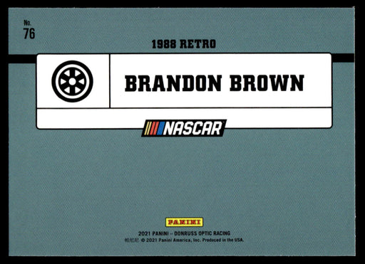 Brandon Brown 2021 Panini Donruss Racing Optic Back of Card