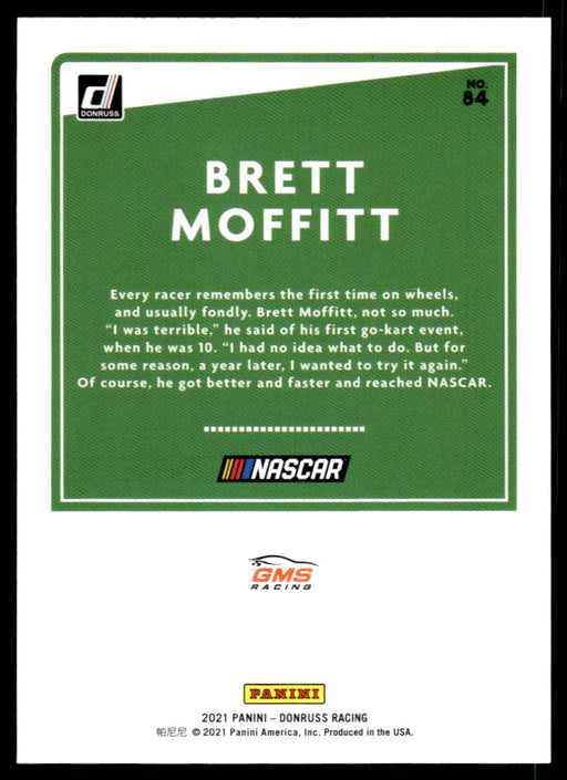 Brett Moffitt 2021 Panini Donruss Racing Base Back of Card