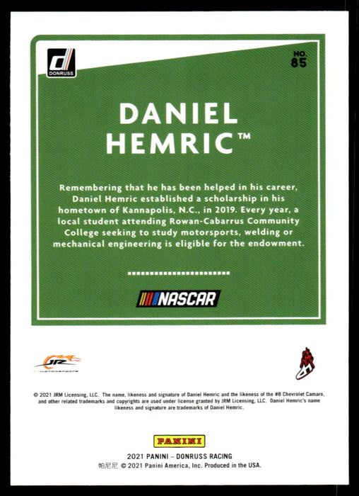 Daniel Hemric 2021 Panini Donruss Racing Base Back of Card