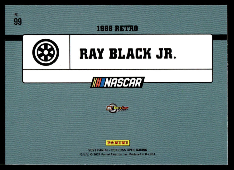 Ray Black Jr. 2021 Panini Donruss Racing Optic Back of Card