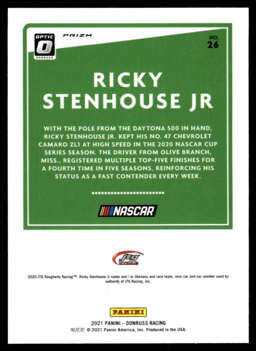 Ricky Stenhouse Jr. 2021 Panini Donruss Racing Optic Holo Back of Card