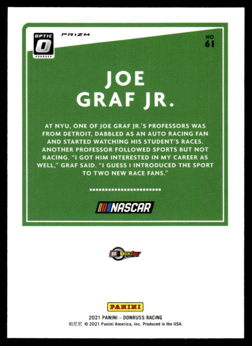 Joe Graf Jr. 2021 Panini Donruss Racing Optic Holo Back of Card