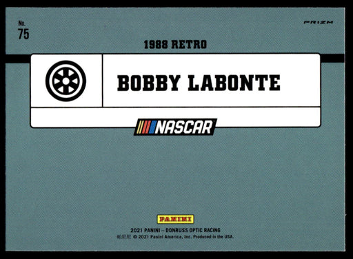 Bobby Labonte 2021 Panini Donruss Racing Optic Holo Back of Card