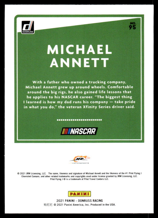 Michael Annett 2021 Panini Donruss Racing Base Back of Card