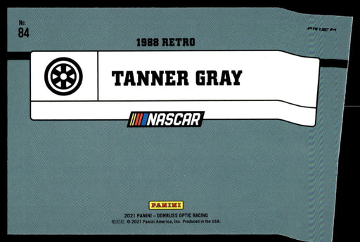 Tanner Gray 2021 Panini Donruss Racing Optic Holo Back of Card