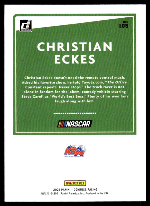 Christian Eckes 2021 Panini Donruss Racing Base Back of Card