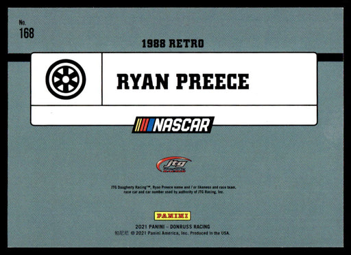 Ryan Preece 2021 Panini Donruss Racing Blue Back of Card