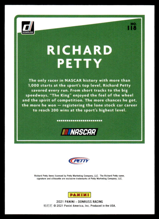 Richard Petty 2021 Panini Donruss Racing Red Back of Card