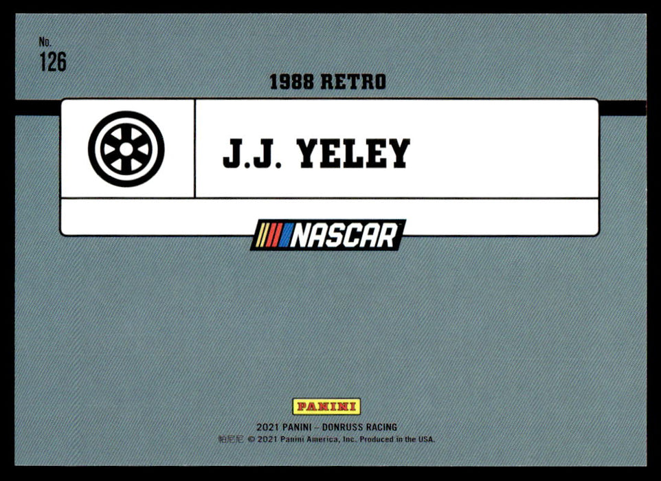 JJ Yeley 2021 Panini Donruss Racing Red Back of Card