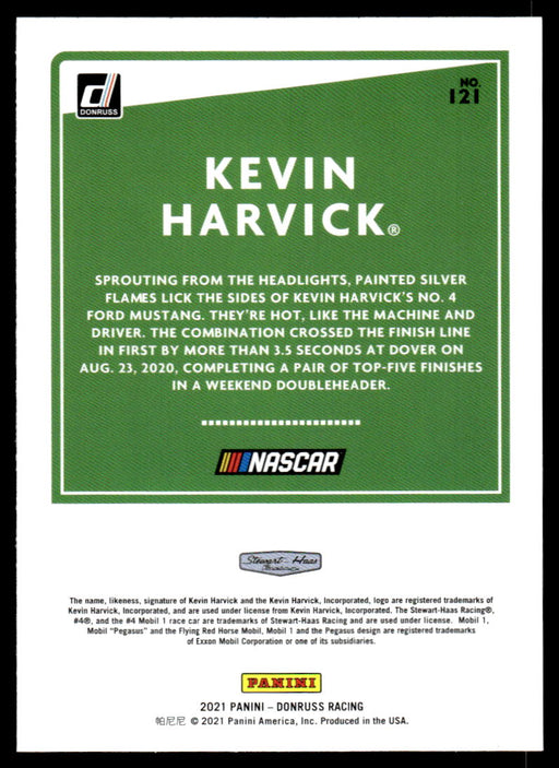 Kevin Harvick 2021 Panini Donruss Racing Base Back of Card