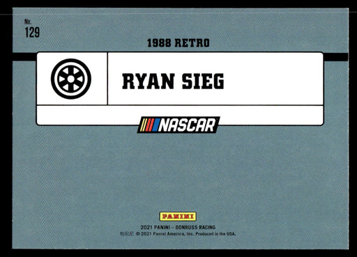 Ryan Sieg 2021 Panini Donruss Racing Base Back of Card