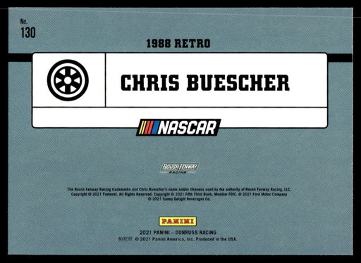 Chris Buescher 2021 Panini Donruss Racing Base Back of Card