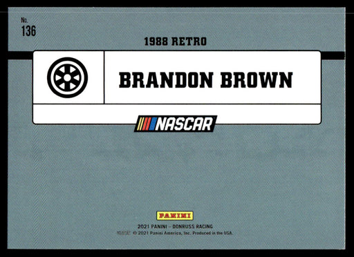 Brandon Brown 2021 Panini Donruss Racing Base Back of Card