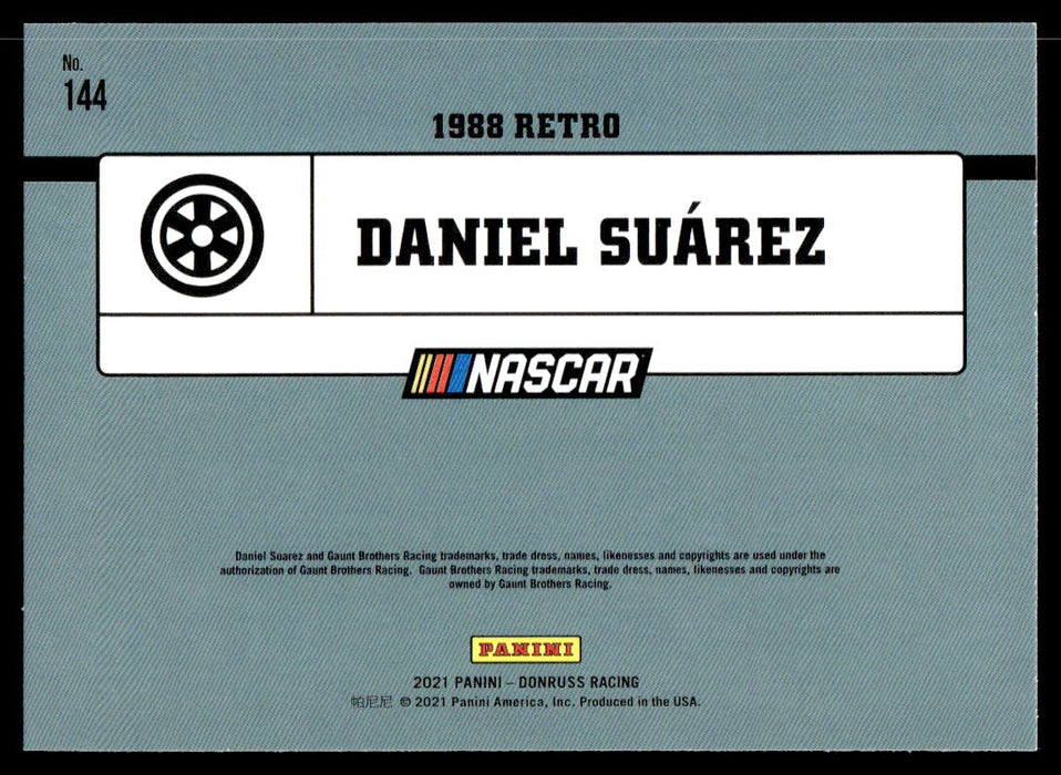 Daniel Suarez 2021 Panini Donruss Racing Base Back of Card