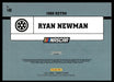 Ryan Newman 2021 Panini Donruss Racing Base Back of Card