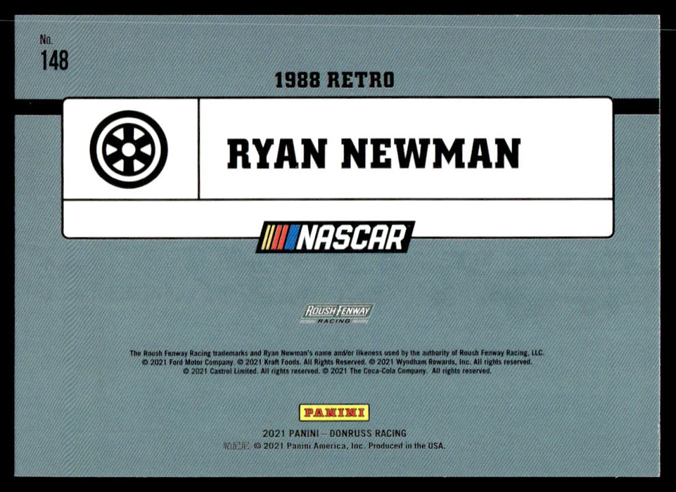 Ryan Newman 2021 Panini Donruss Racing Base Back of Card