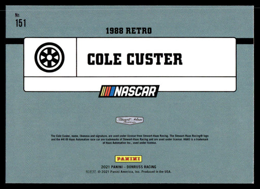 Cole Custer 2021 Panini Donruss Racing Base Back of Card