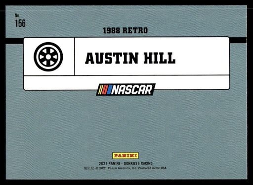 Austin Hill 2021 Panini Donruss Racing Base Back of Card